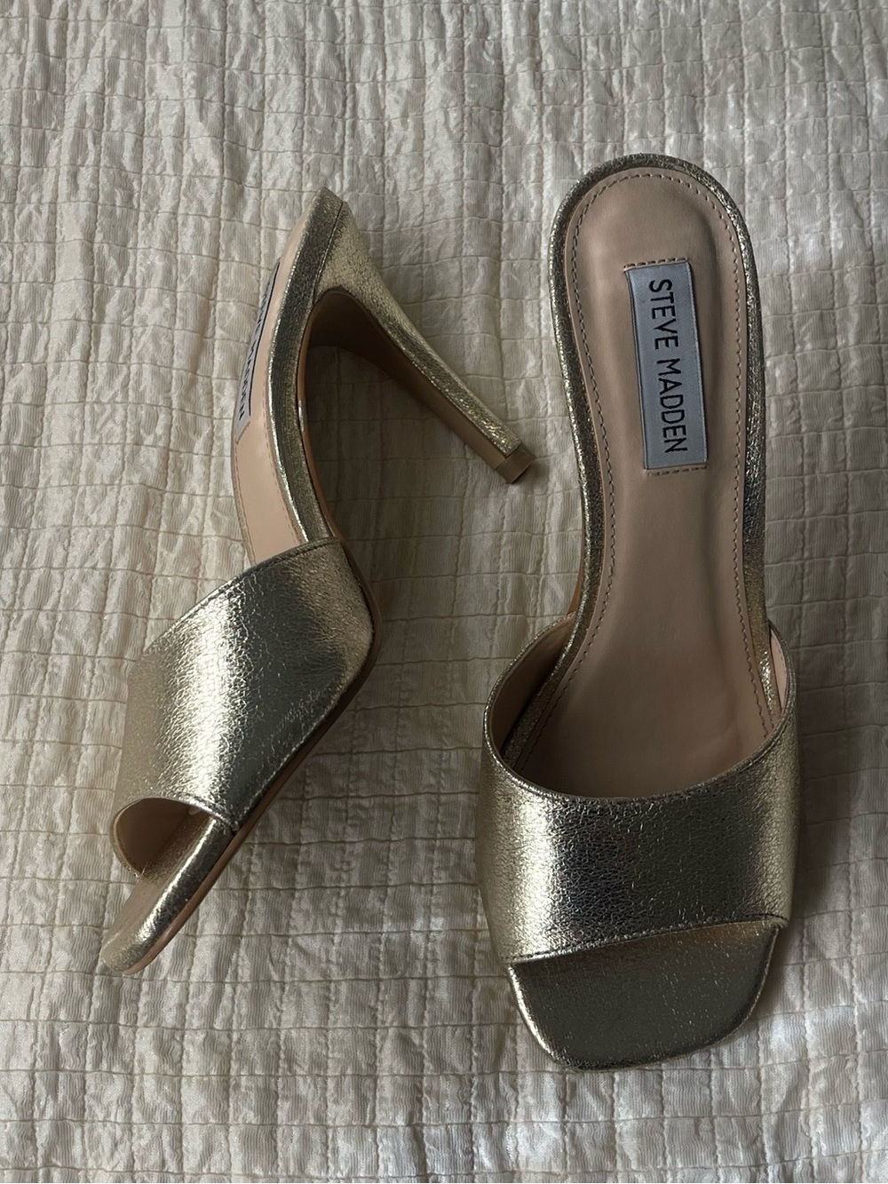 Steve Madden Metallic Gold High Heel Slide Mules - Picture 6 of 7